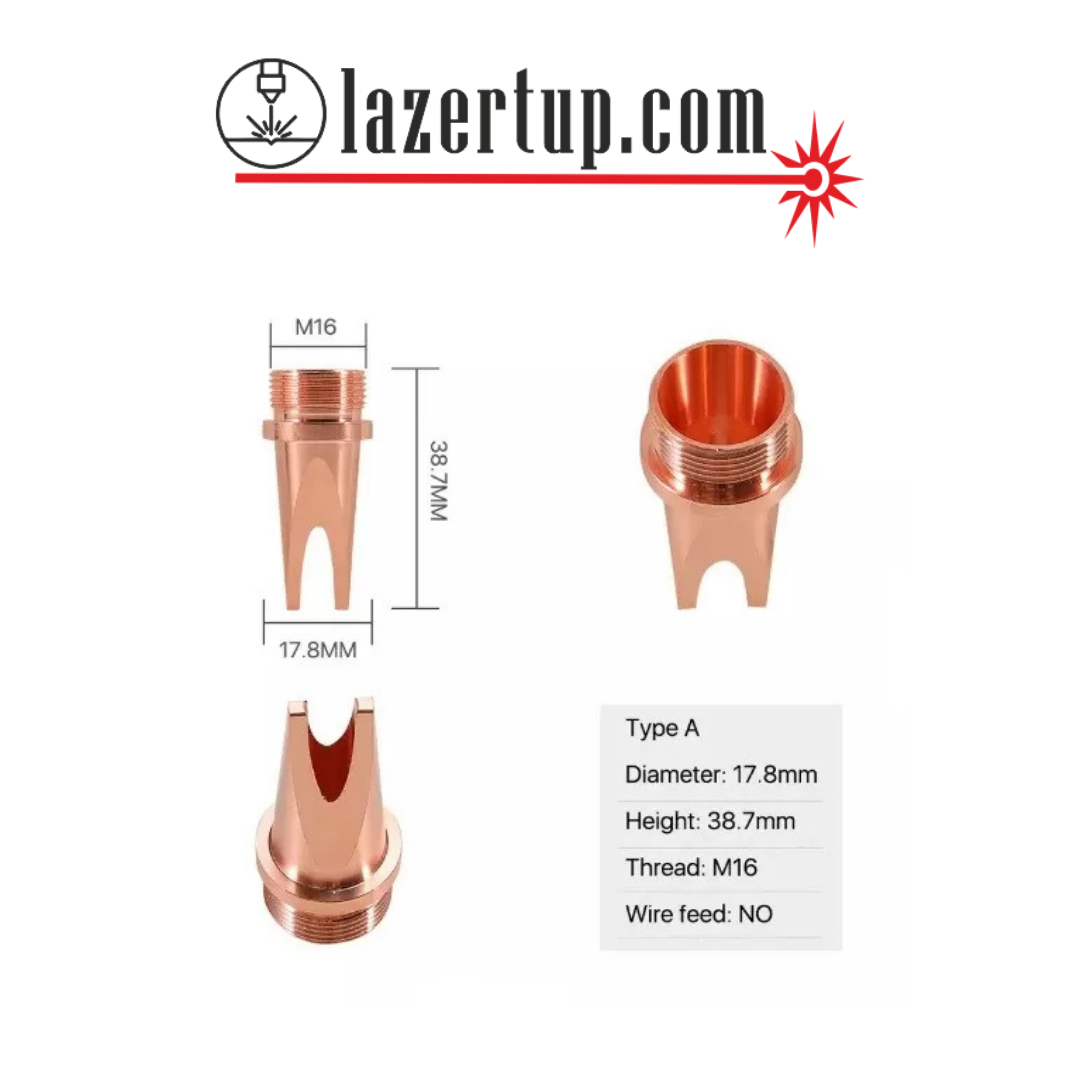 Fiber Lazer Kaynak Nozulu Çapı ISO M16 17,8 mm Yüksekliği 38,7 mm Fiber Lazer Kaynak Nozulu Çapı ISO M16 17,8 mm Yüksekliği 38,7 mm